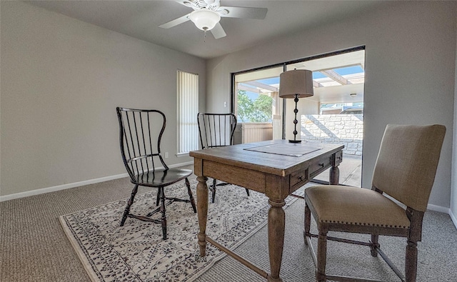 1406 Broken Hls Unit 14, Horseshoe Bay, TX 78657 - carpeted home office with baseboards and a ceiling fan