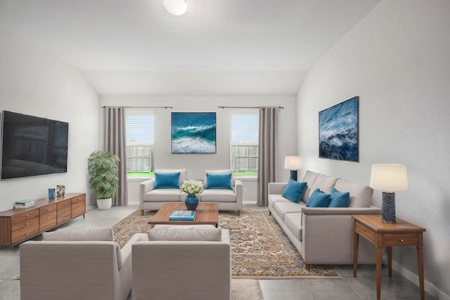 607 Harvest Bluff Dr, Rosharon, TX 77583 - living area with vaulted ceiling and baseboards
