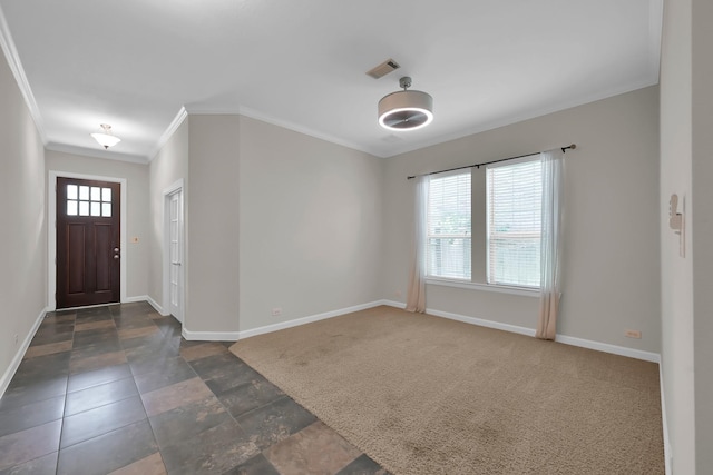 16819 Apple River Dr, Cypress, TX 77433 - foyer featuring crown molding, baseboards, and dark stone finish flooring