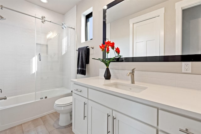 4810 R O Dr, Spicewood, TX 78669 - bathroom with toilet, vanity, shower / bath combination with glass door, and recessed lighting