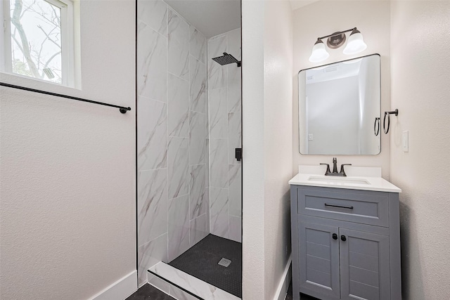 5032 Briscoe St, Houston, TX 77033 - bathroom with a tile shower and vanity