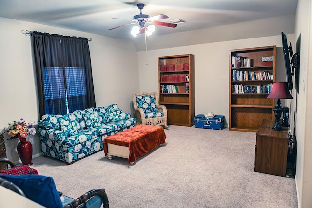 13926 Wessex Park Dr, Cypress, TX 77429 - carpeted living area with ceiling fan