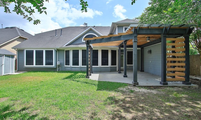 15915 Angler Bend Dr, Houston, TX 77044 - back of house with a patio, a pergola, and a shingled roof