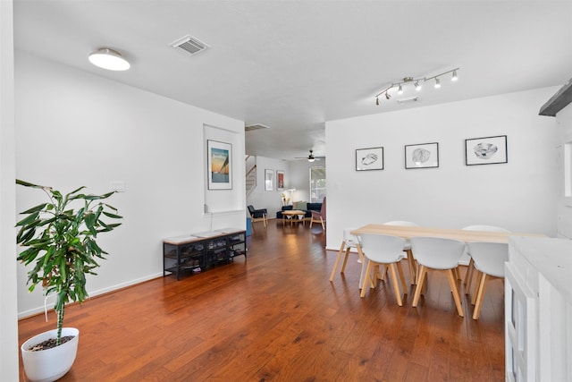 21519 Canyon Terrace Ln, Katy, TX 77450 - dining area featuring wood finished floors, ceiling fan, and baseboards