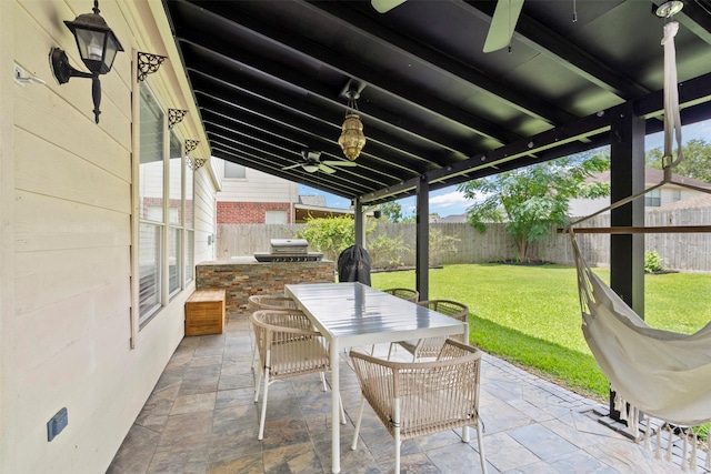 21519 Canyon Terrace Ln, Katy, TX 77450 - view of patio with a ceiling fan and outdoor dining area