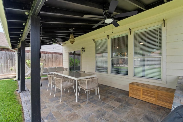 21519 Canyon Terrace Ln, Katy, TX 77450 - view of patio / terrace featuring ceiling fan and outdoor dining space