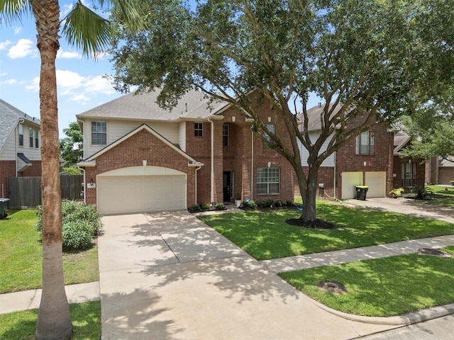 21519 Canyon Terrace Ln, Katy, TX 77450 - traditional-style home featuring brick siding, driveway, and a garage