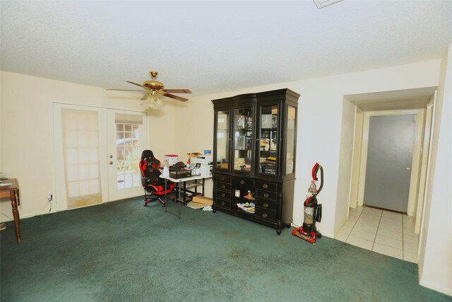 2236 River Oaks Dr, West Columbia, TX 77486 - carpeted office space with a ceiling fan and tile patterned flooring