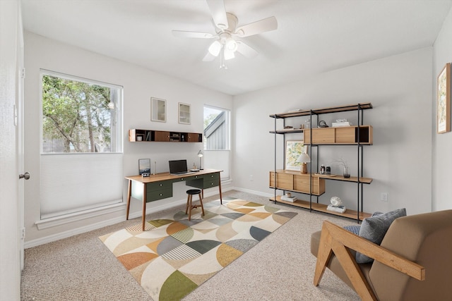 701 Bering Dr Unit 1702, Houston, TX 77057 - carpeted home office with ceiling fan and baseboards