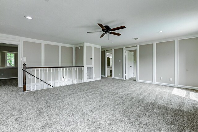 1406 Rustic Knolls Dr, Katy, TX 77450 - unfurnished room featuring ceiling fan, carpet flooring, and recessed lighting
