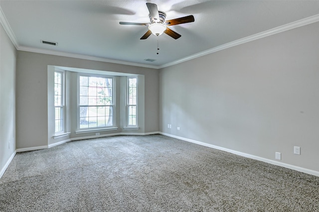 1406 Rustic Knolls Dr, Katy, TX 77450 - carpeted empty room with crown molding and ceiling fan