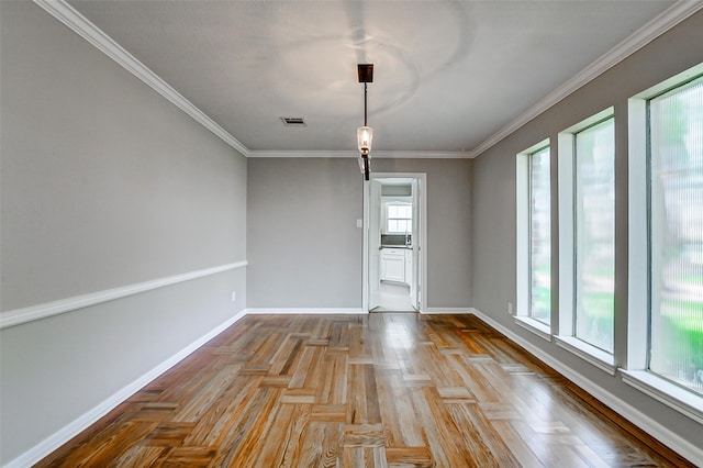 1406 Rustic Knolls Dr, Katy, TX 77450 - unfurnished dining area featuring baseboards and crown molding
