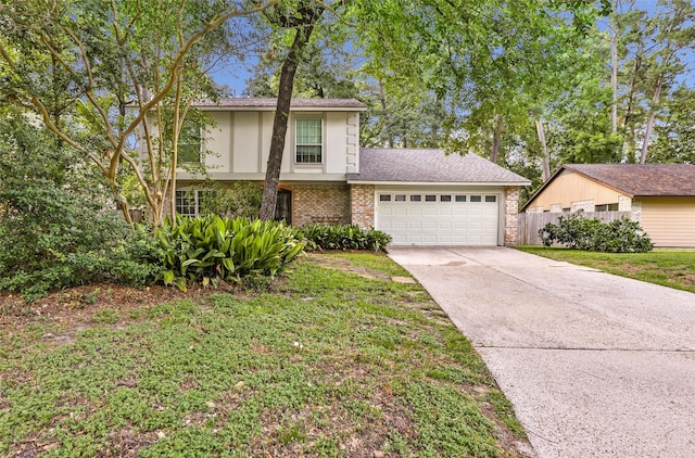 3734 Glade Forest Dr, Kingwood, TX 77339 - view of front facade with a garage, concrete driveway, and brick siding