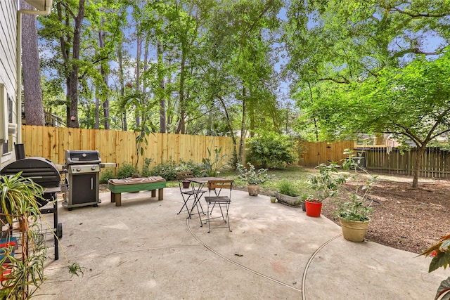 3734 Glade Forest Dr, Kingwood, TX 77339 - fenced backyard featuring area for grilling, a patio area, and outdoor dining area