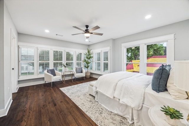 1819 Oxford St, Houston, TX 77008 - bedroom featuring wood finished floors, recessed lighting, and a ceiling fan