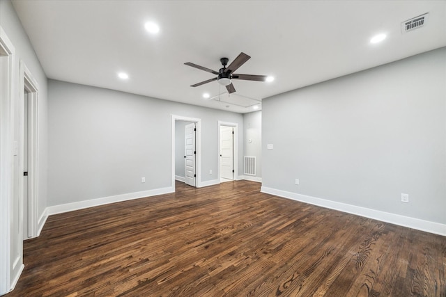 1819 Oxford St, Houston, TX 77008 - unfurnished bedroom with recessed lighting, dark wood-style floors, and ceiling fan
