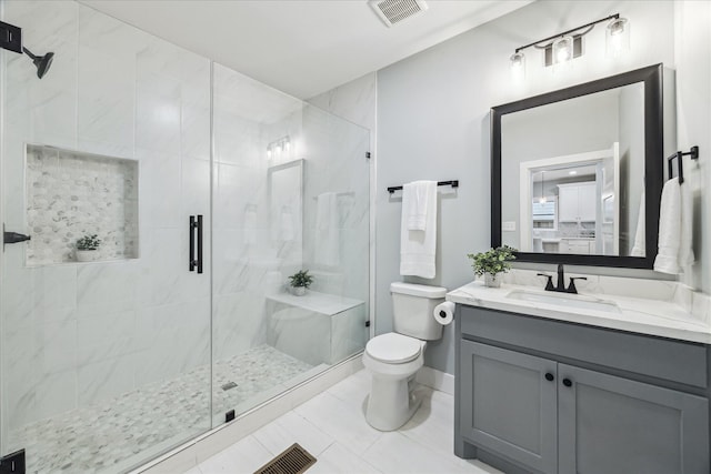 1819 Oxford St, Houston, TX 77008 - bathroom with vanity, a shower stall, and tile patterned flooring