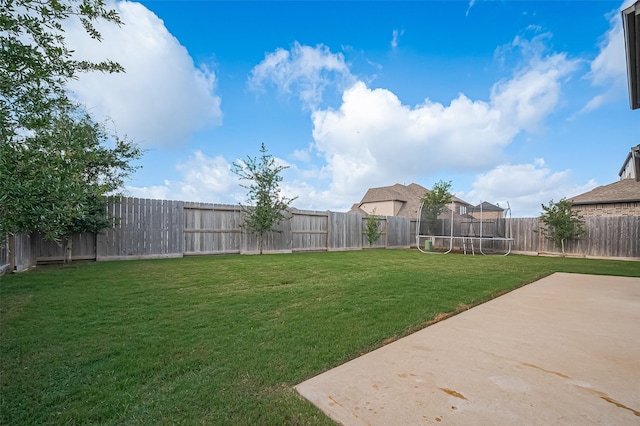 18003 Winding Willow Oak Way, Cypress, TX 77433 - fenced backyard featuring a trampoline and a patio