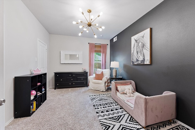 16997 White Birch Ln, Conroe, TX 77385 - sitting room featuring a chandelier and carpet
