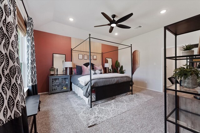 16997 White Birch Ln, Conroe, TX 77385 - carpeted bedroom with recessed lighting, ceiling fan, and baseboards