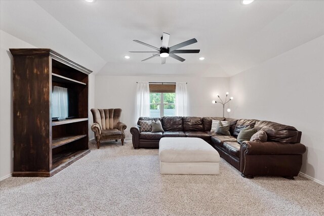 16997 White Birch Ln, Conroe, TX 77385 - carpeted living area featuring a ceiling fan, recessed lighting, and baseboards