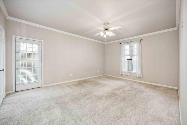 2255 Braeswood Park Dr Unit 105, Houston, TX 77030 - carpeted spare room with crown molding, ceiling fan, and baseboards