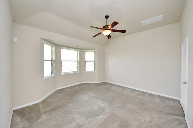 7714 Guldan Dr, Richmond, TX 77407 - carpeted empty room with vaulted ceiling, ceiling fan, and baseboards