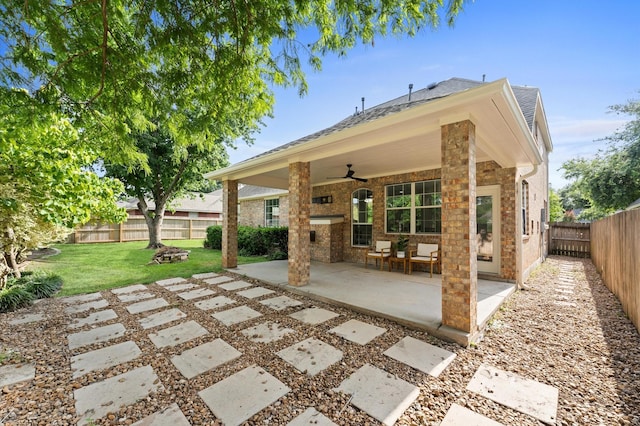 31318 Bearing Star Ln, Tomball, TX 77375 - view of patio / terrace featuring ceiling fan