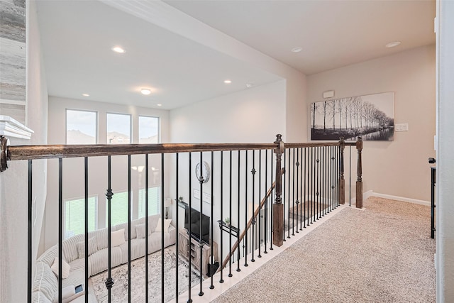 3415 Sicily Island Ln, Katy, TX 77494 - corridor with carpet, recessed lighting, an upstairs landing, and baseboards