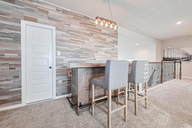 3415 Sicily Island Ln, Katy, TX 77494 - dining room featuring carpet flooring, a dry bar, recessed lighting, and baseboards