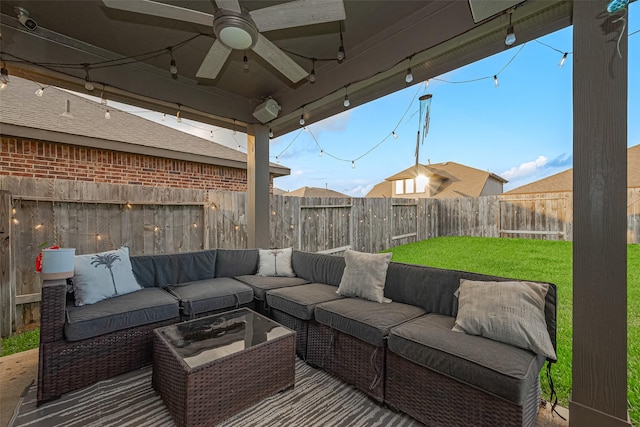 3415 Sicily Island Ln, Katy, TX 77494 - view of patio / terrace featuring an outdoor hangout area and ceiling fan