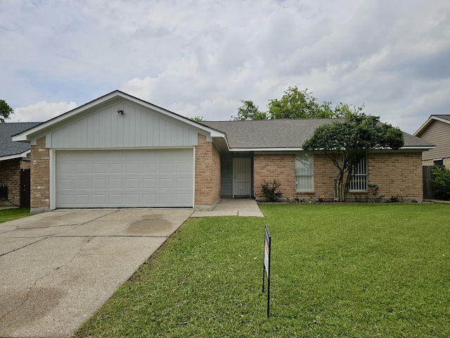 2806 W Greens Rd, Houston, TX 77067 - single story home featuring driveway, an attached garage, brick siding, and a front yard