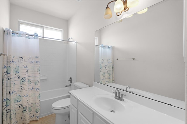 13406 Georgia Hollow Ct, Rosharon, TX 77583 - bathroom with vanity, shower / bath combo with shower curtain, toilet, and tile patterned flooring