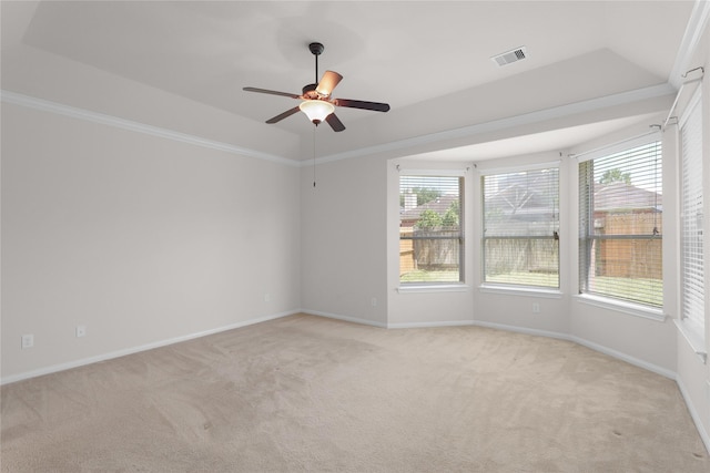13406 Georgia Hollow Ct, Rosharon, TX 77583 - unfurnished room with light colored carpet, plenty of natural light, a tray ceiling, and ornamental molding
