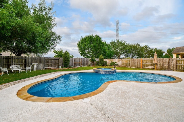 28030 Sugarside Glen Dr, Katy, TX 77494 - view of swimming pool with a patio area, a fenced backyard, and a pool with connected hot tub