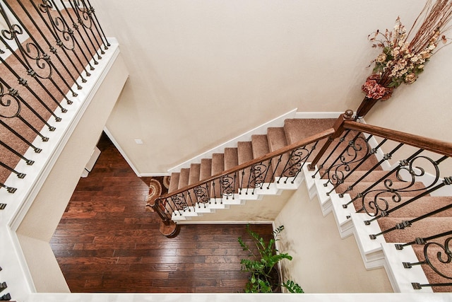 28030 Sugarside Glen Dr, Katy, TX 77494 - stairs with hardwood / wood-style flooring and baseboards