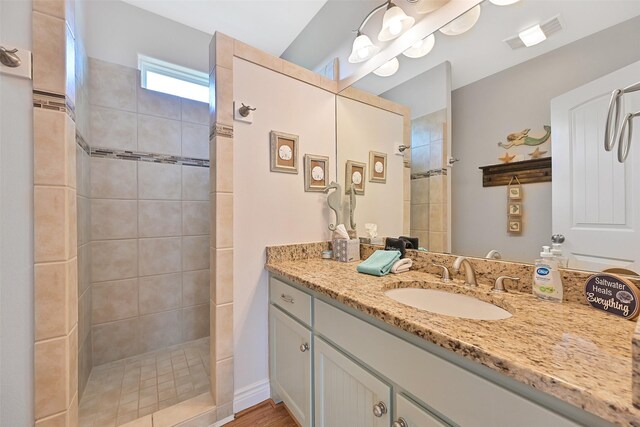 839 S Monkhouse Dr, Crystal Beach, TX 77650 - bathroom featuring walk in shower and vanity