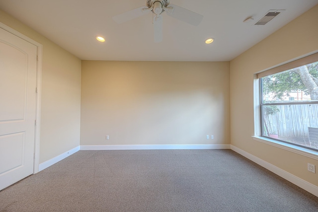 1205 Sampson St, Houston, TX 77003 - spare room with recessed lighting, carpet floors, and a ceiling fan