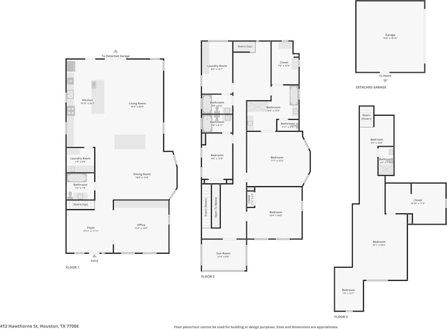 412 Hawthorne St, Houston, TX 77006 - floor plan / room layout
