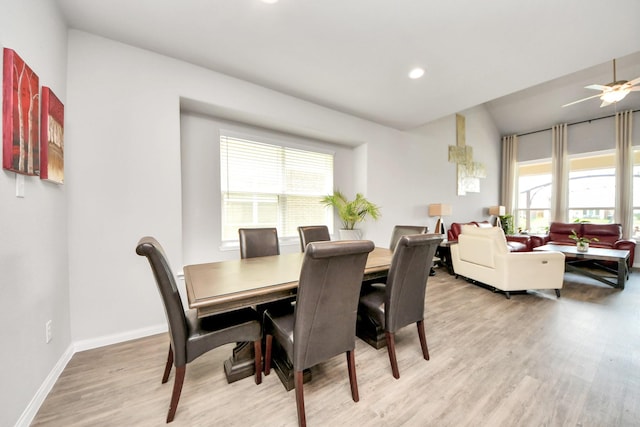 24810 Puccini Pl, Katy, TX 77493 - dining space with light wood-style floors, plenty of natural light, baseboards, recessed lighting, and ceiling fan