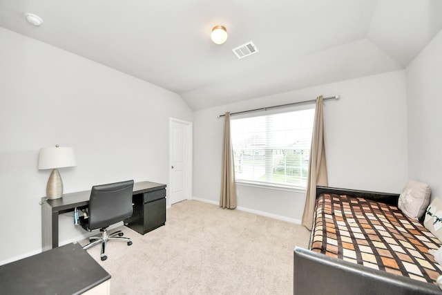 24810 Puccini Pl, Katy, TX 77493 - bedroom featuring vaulted ceiling, an office area, carpet floors, and baseboards