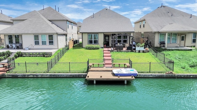 24810 Puccini Pl, Katy, TX 77493 - dock area featuring a patio area and a water view