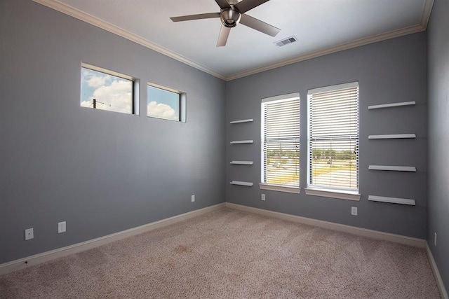 9948 Woodwind Ln N, Houston, TX 77025 - carpeted spare room with ceiling fan, crown molding, and baseboards