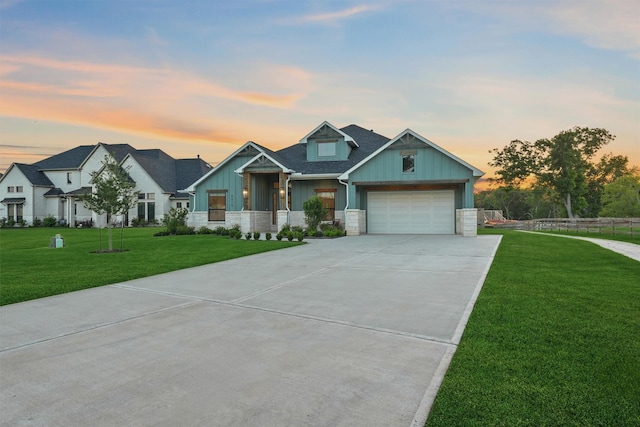 4215 Wooded Isle Way, Fulshear, TX 77441 - craftsman house featuring board and batten siding, driveway, and a front yard