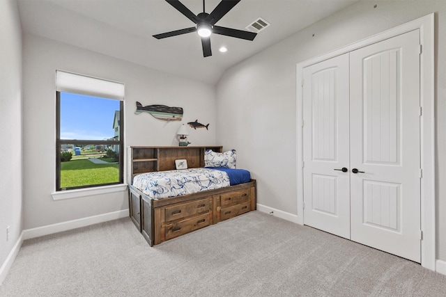 4215 Wooded Isle Way, Fulshear, TX 77441 - bedroom featuring carpet, baseboards, a closet, a ceiling fan, and recessed lighting