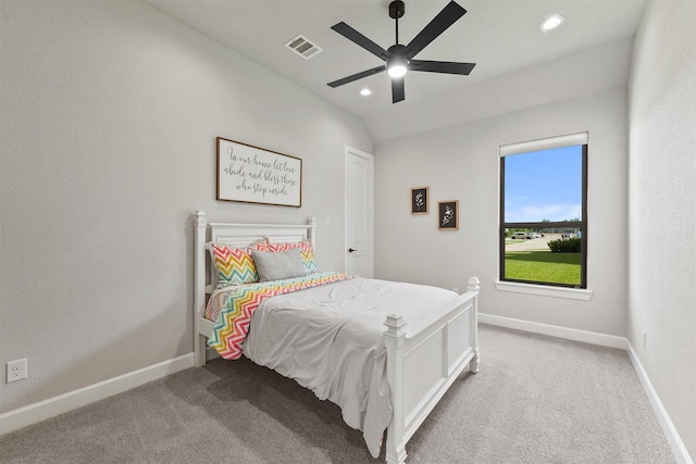 4215 Wooded Isle Way, Fulshear, TX 77441 - carpeted bedroom with recessed lighting, baseboards, a ceiling fan, and lofted ceiling