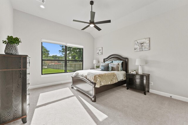4215 Wooded Isle Way, Fulshear, TX 77441 - carpeted bedroom featuring baseboards, ceiling fan, and vaulted ceiling