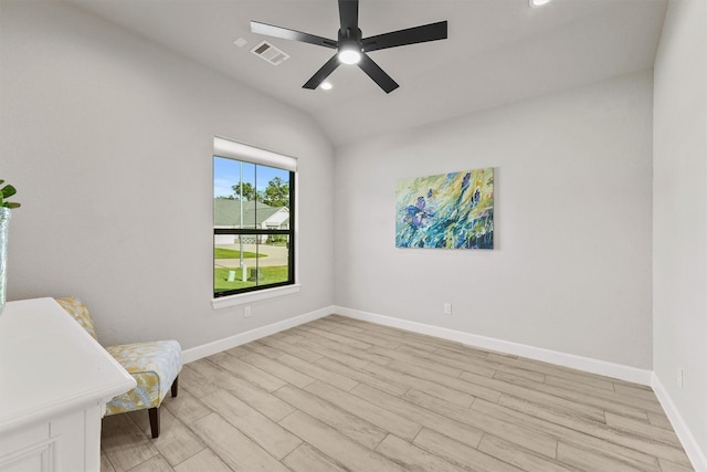 4215 Wooded Isle Way, Fulshear, TX 77441 - unfurnished room featuring light wood finished floors, baseboards, ceiling fan, recessed lighting, and lofted ceiling