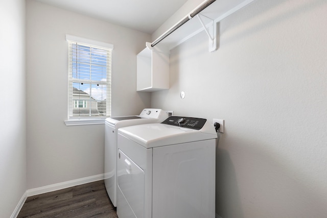 4438 Stephanie Park Ln, Conroe, TX 77304 - washroom featuring independent washer and dryer and dark wood-type flooring