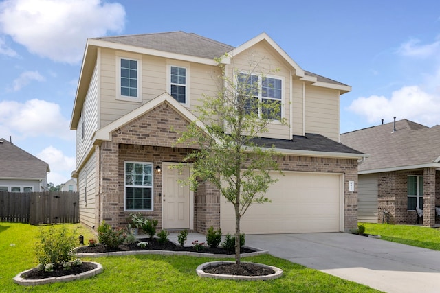 4438 Stephanie Park Ln, Conroe, TX 77304 - traditional home with an attached garage, brick siding, driveway, and a shingled roof